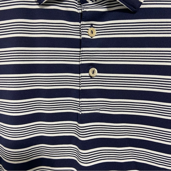 Peter Millar Summer Comfort Navy White Short Sleeve Men's Polo Size Large - Picture 2 of 7